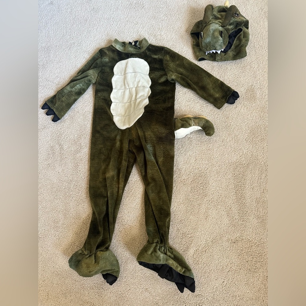 Toddler 3T Dinosaur Costume in Green and White